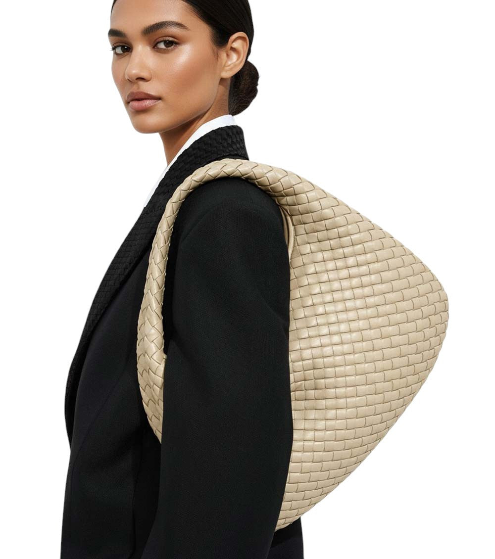 Ecru Veneta Large Shoulder Bag 5