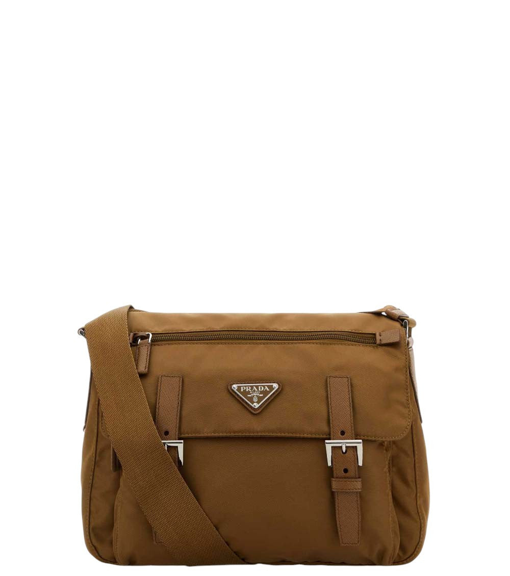 Brown Re-Nylon Medium Shoulder Bag 1