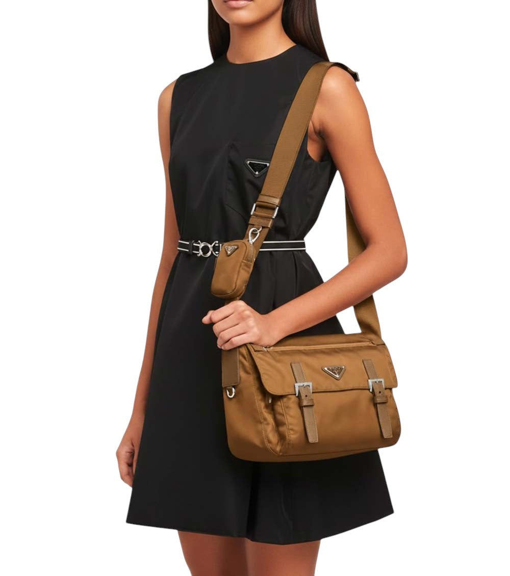 Brown Re-Nylon Medium Shoulder Bag 5