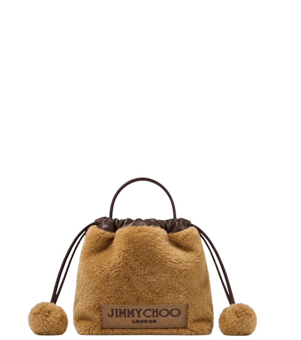 Brown Pom-Poms Mini Bucket Bag 1