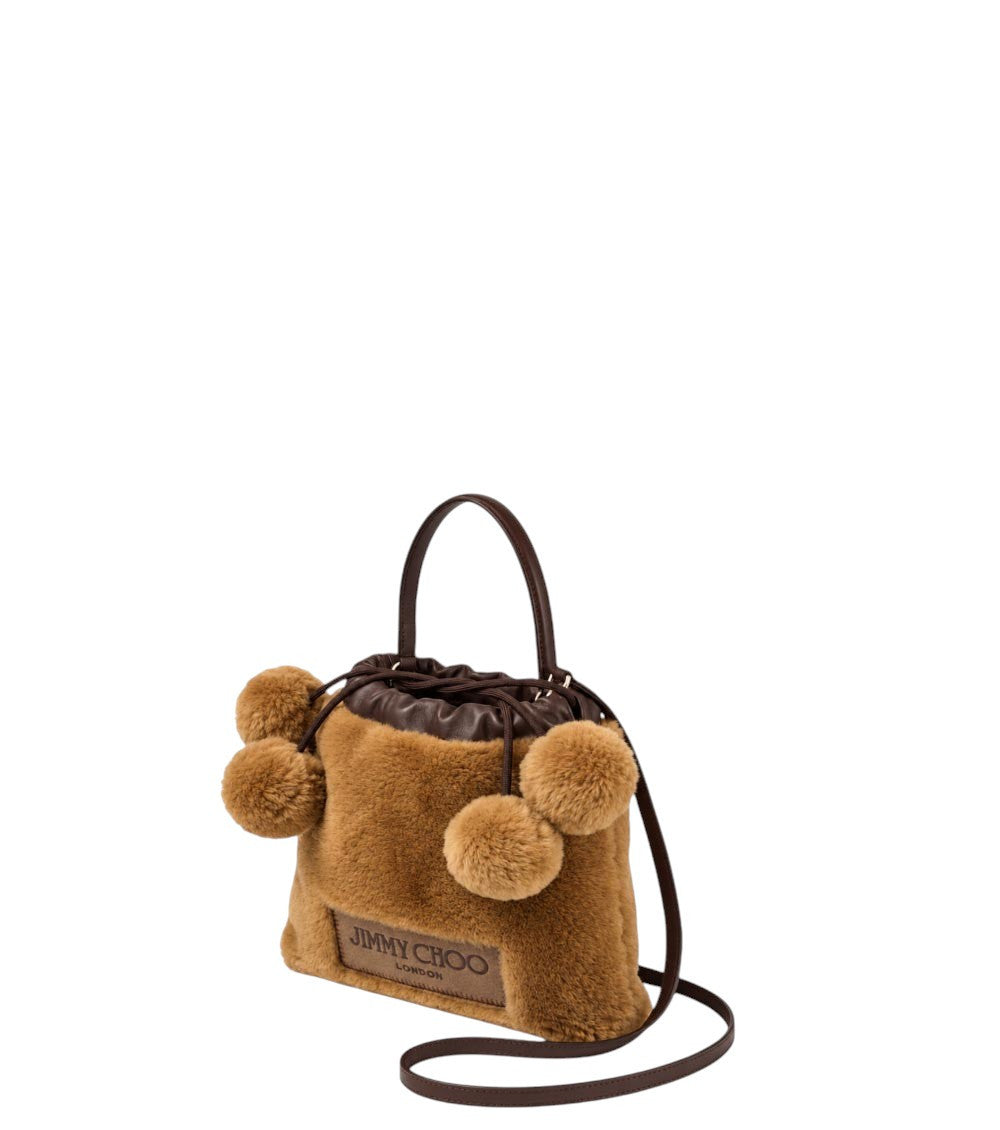 Brown Pom-Poms Mini Bucket Bag 2