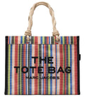 Multi Stripe Mesh Top Zip Large Tote 1