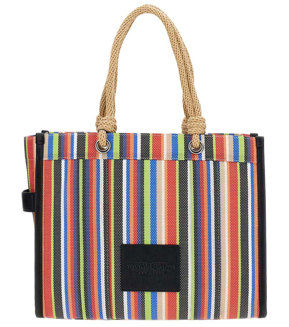 Multi Stripe Mesh Top Zip Large Tote 2