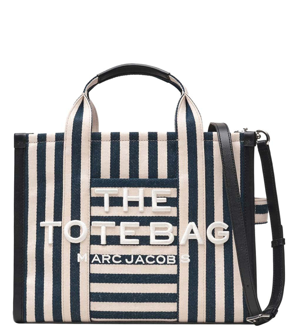 Navy Blue/White The Stripe Medium Tote 1