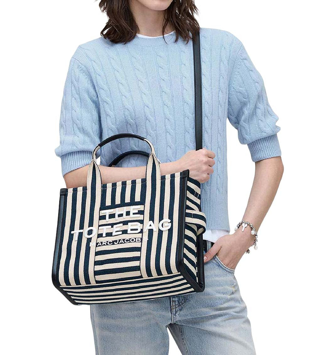 Navy Blue/White The Stripe Medium Tote 5