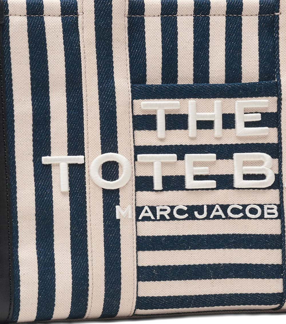 Navy Blue/White The Stripe Medium Tote 6