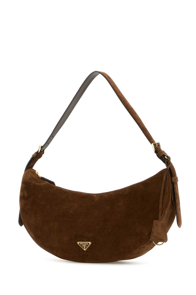 Brown Suede Large Demi-lune Shoulder Bag 2