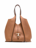 Brown T Timeless Leather Tote Bag 1