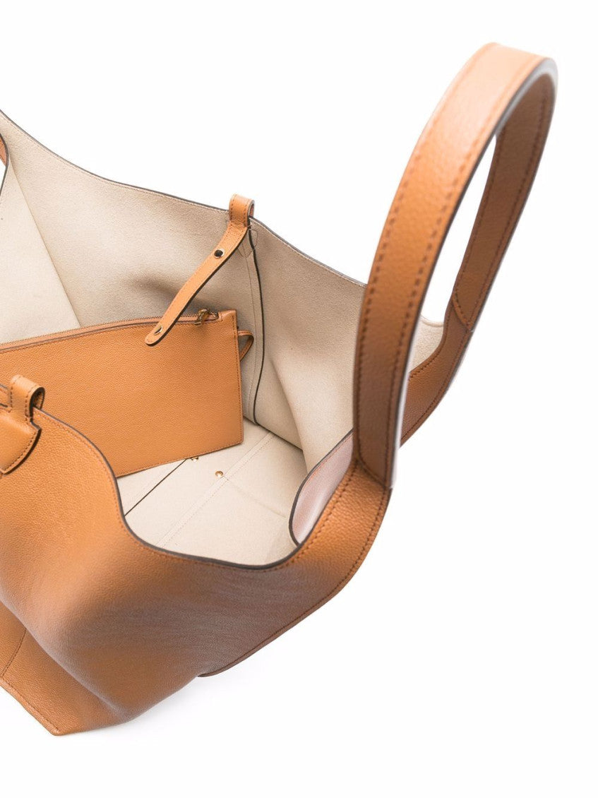 Brown T Timeless Leather Tote Bag 3