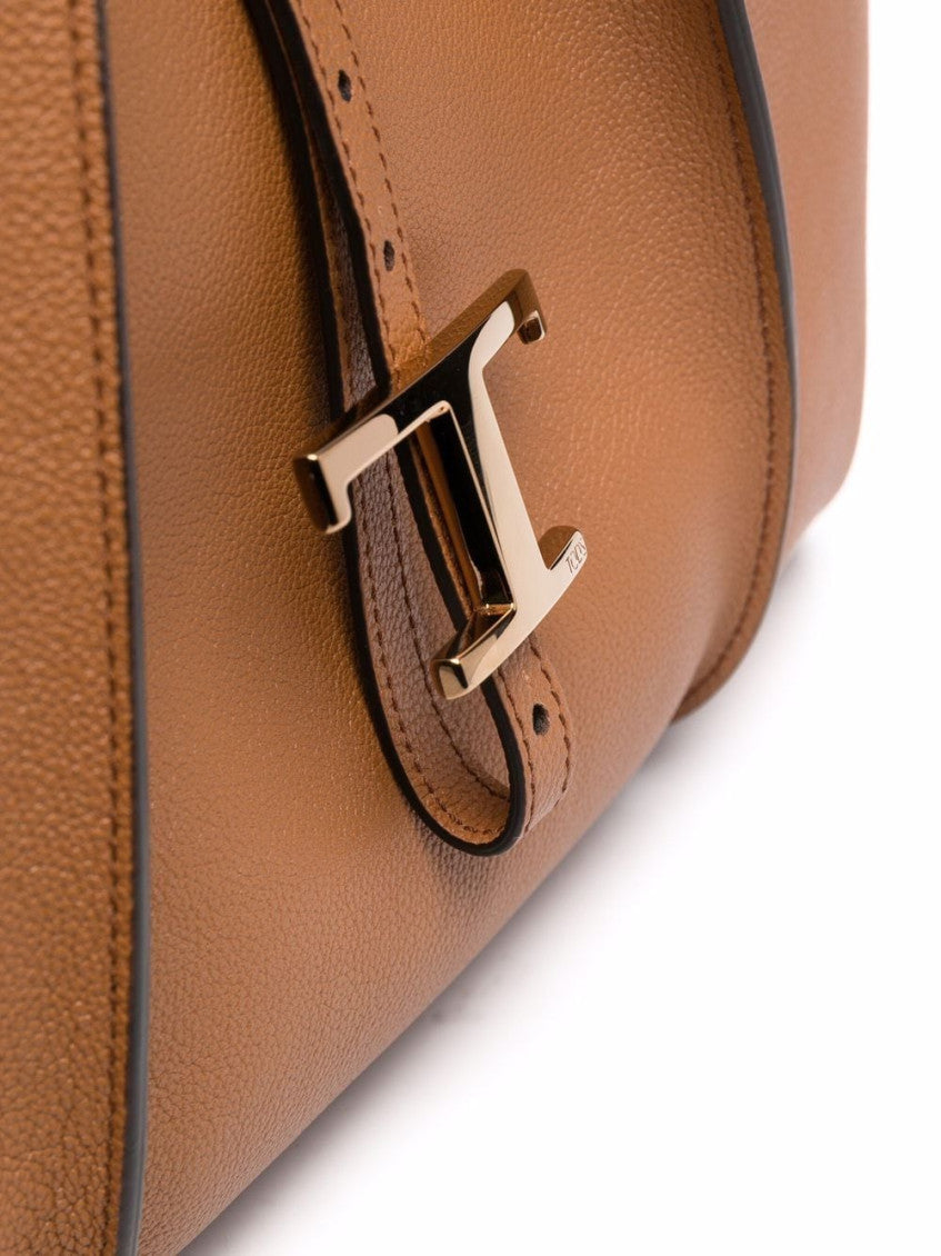 Brown T Timeless Leather Tote Bag 4
