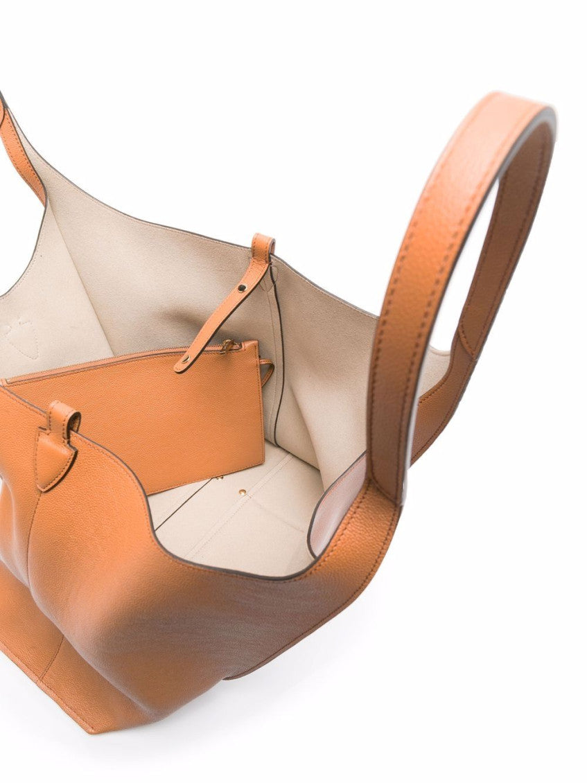 Brown T Timeless Leather Tote Bag 6