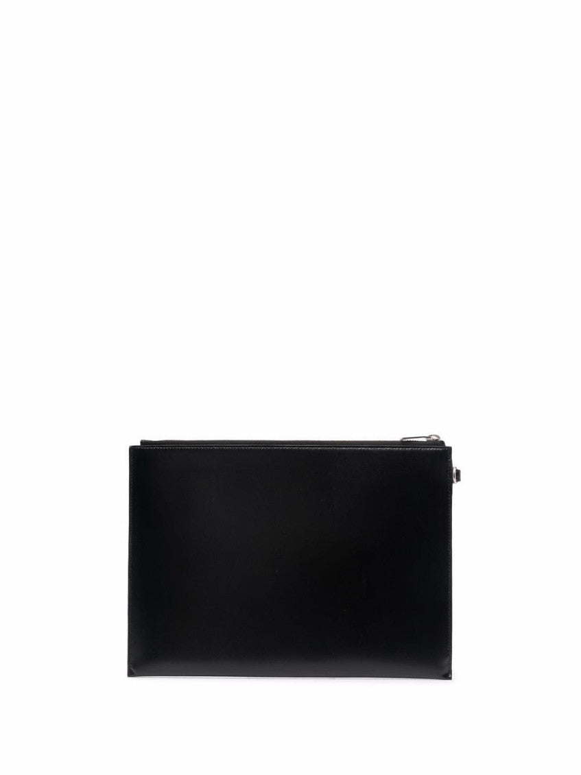 Black Cassandre leather clutch 2