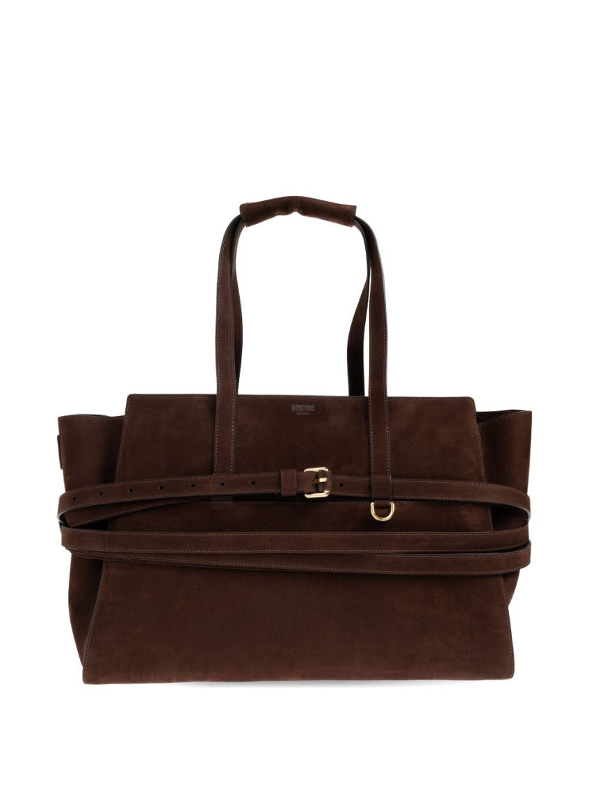 Dark Brown Tie Me Top Zip Large Tote 1