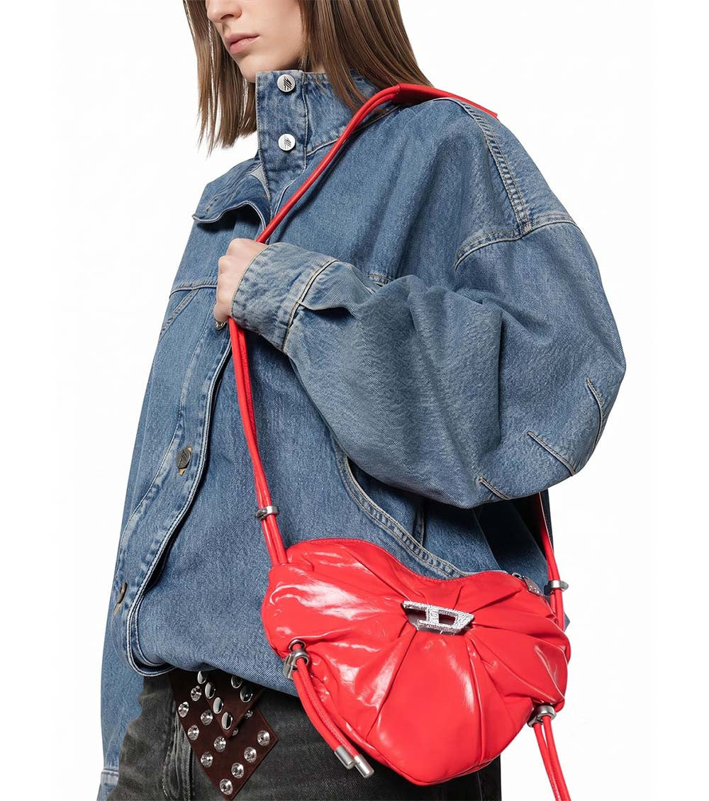 Red Scrunch-D-Heart Small shoulder bag 5