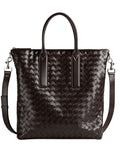 Dark Brown Intrecciato Top Zip Tote 1