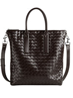 Dark Brown Intrecciato Top Zip Tote 1