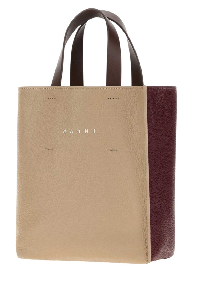 Taupe/Burgundy Museo Mini Tote 2