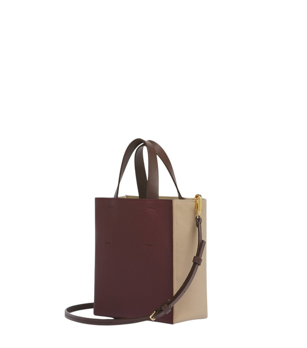 Taupe/Burgundy Museo Mini Tote 3