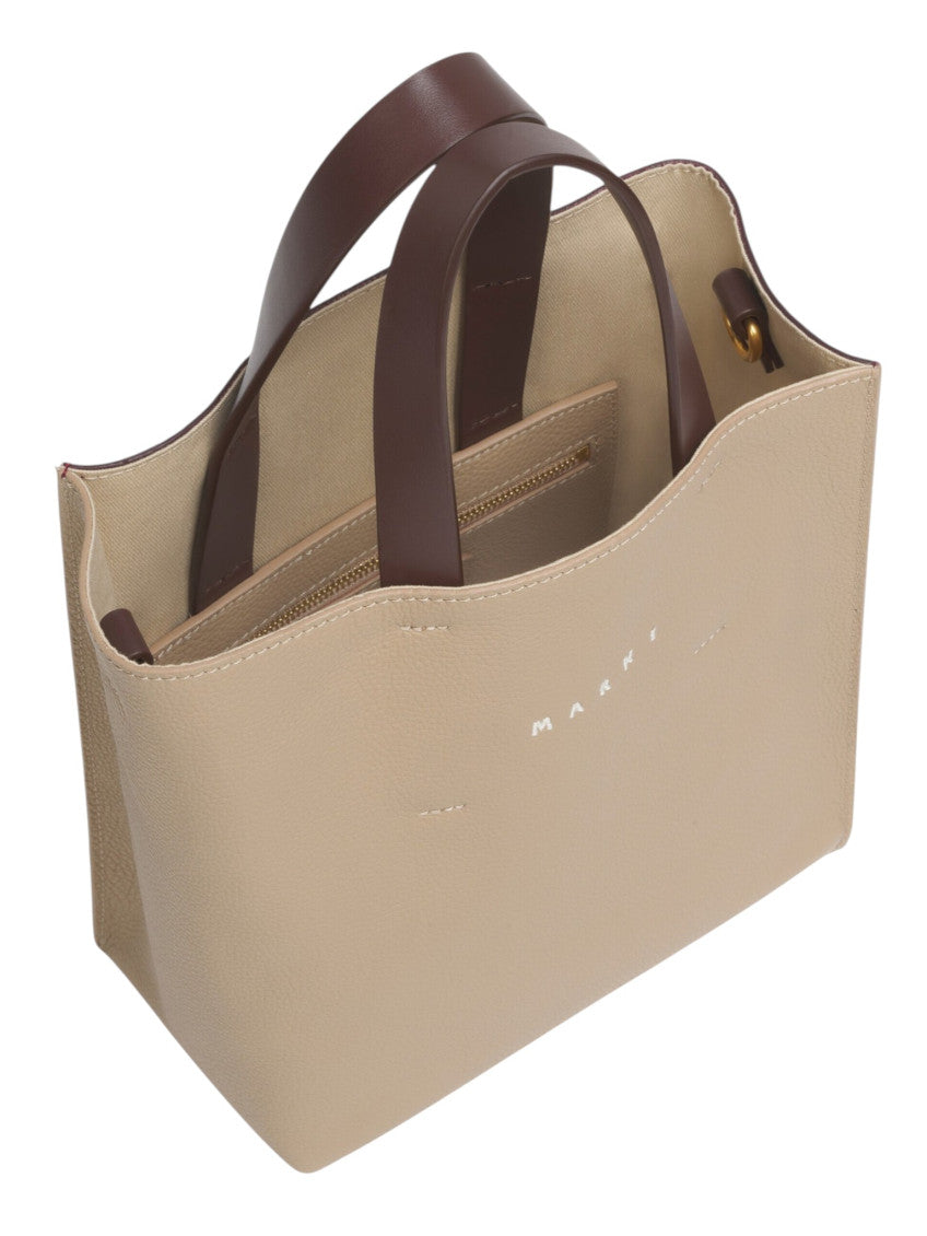 Taupe/Burgundy Museo Mini Tote 4