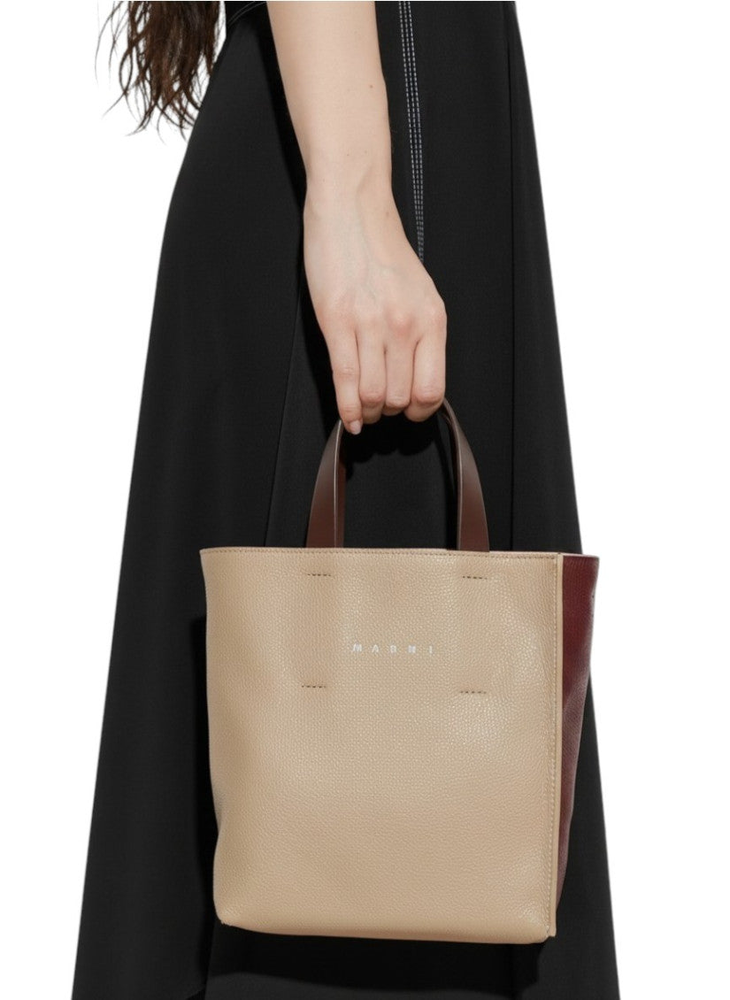 Taupe/Burgundy Museo Mini Tote 5