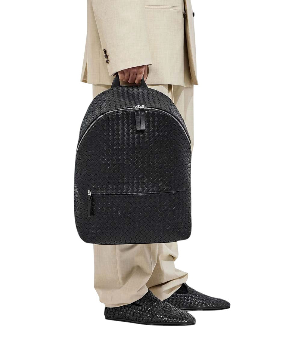 Black Intrecciato 1975 Large Backpack 5