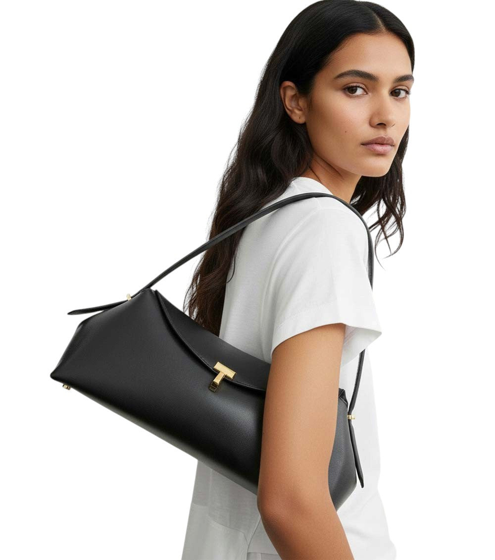 Black T-Lock Large Shoulder Bag 6