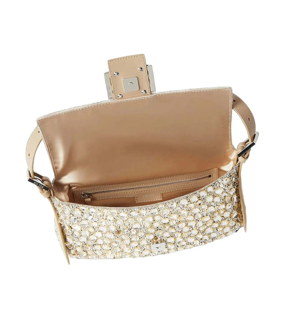 Beige Baguette Medium Shoulder Bag 3