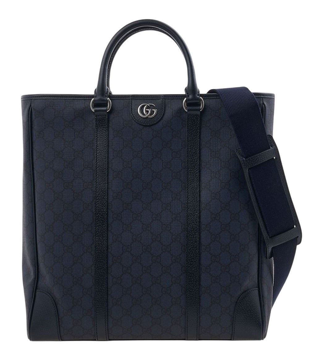 Navy Blue Ophidia Top Zip Large Tote 1