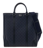 Navy Blue Ophidia Top Zip Large Tote 1