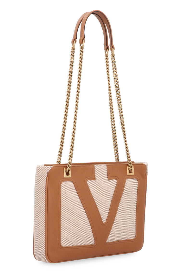 Natural/Brown Viva Top Zip Small Tote 2