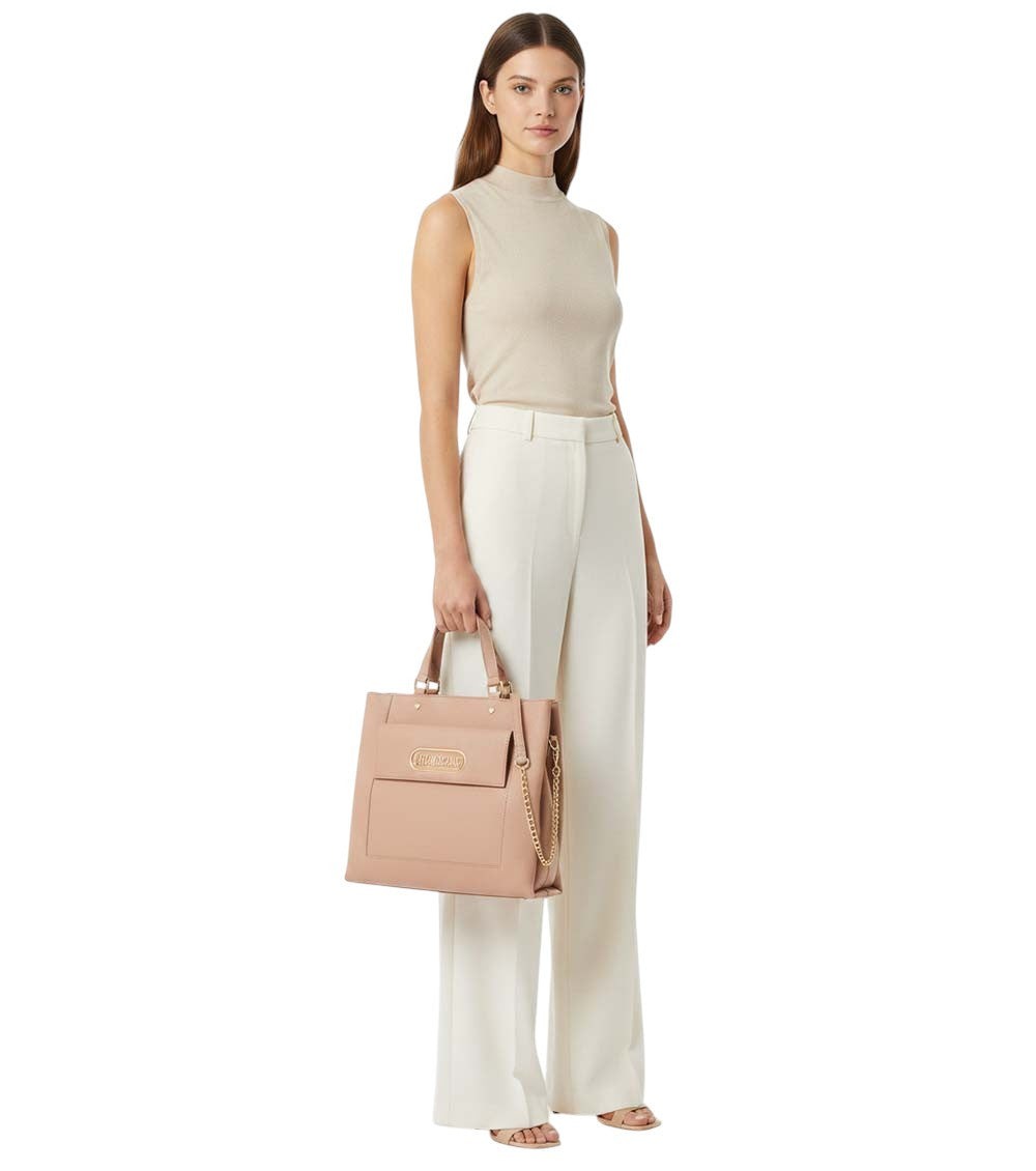Beige Logo Medium Tote 5