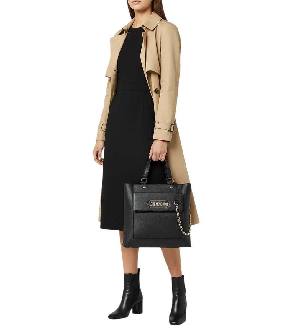 Black Logo Medium Tote 4