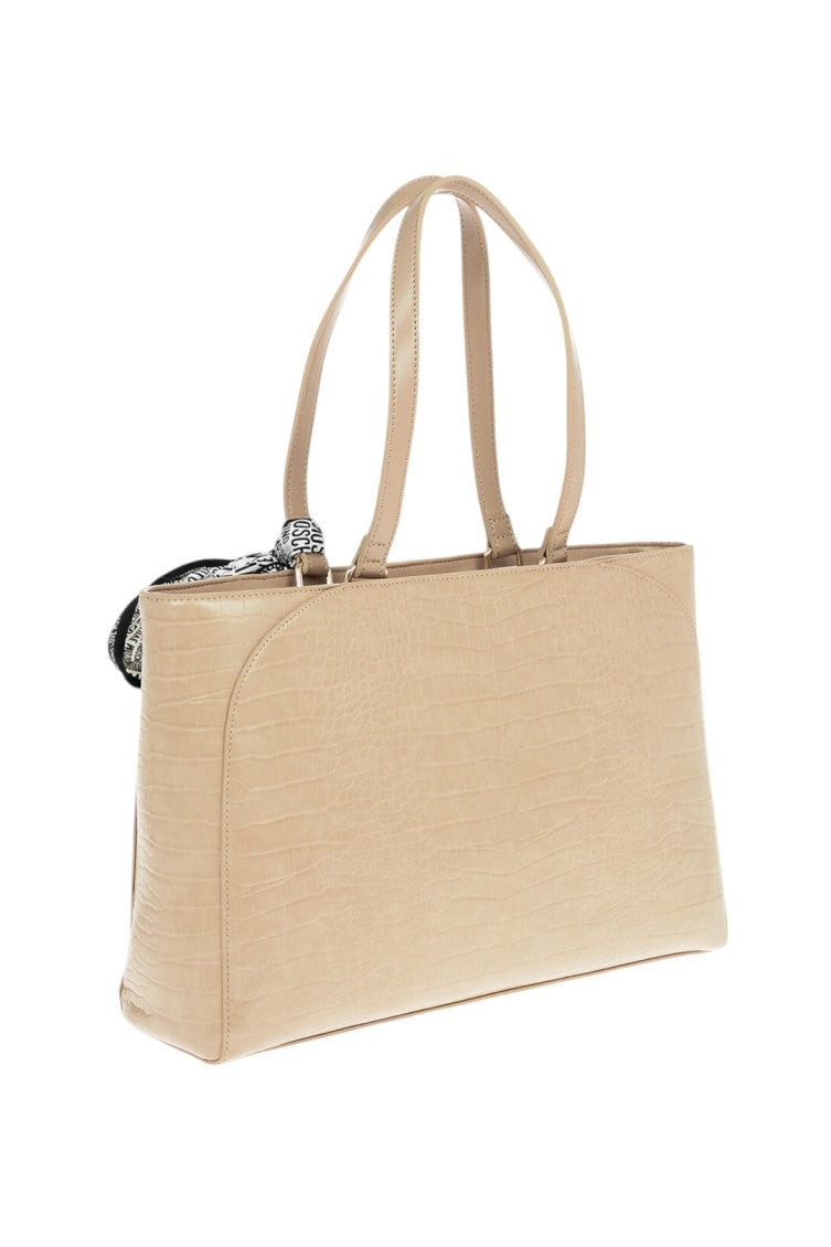 Light Brown Logo Top Zip Large Tote 2