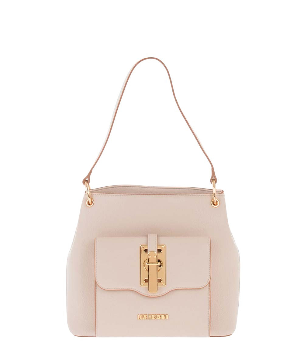 Beige Logo Medium Shoulder Bag 1