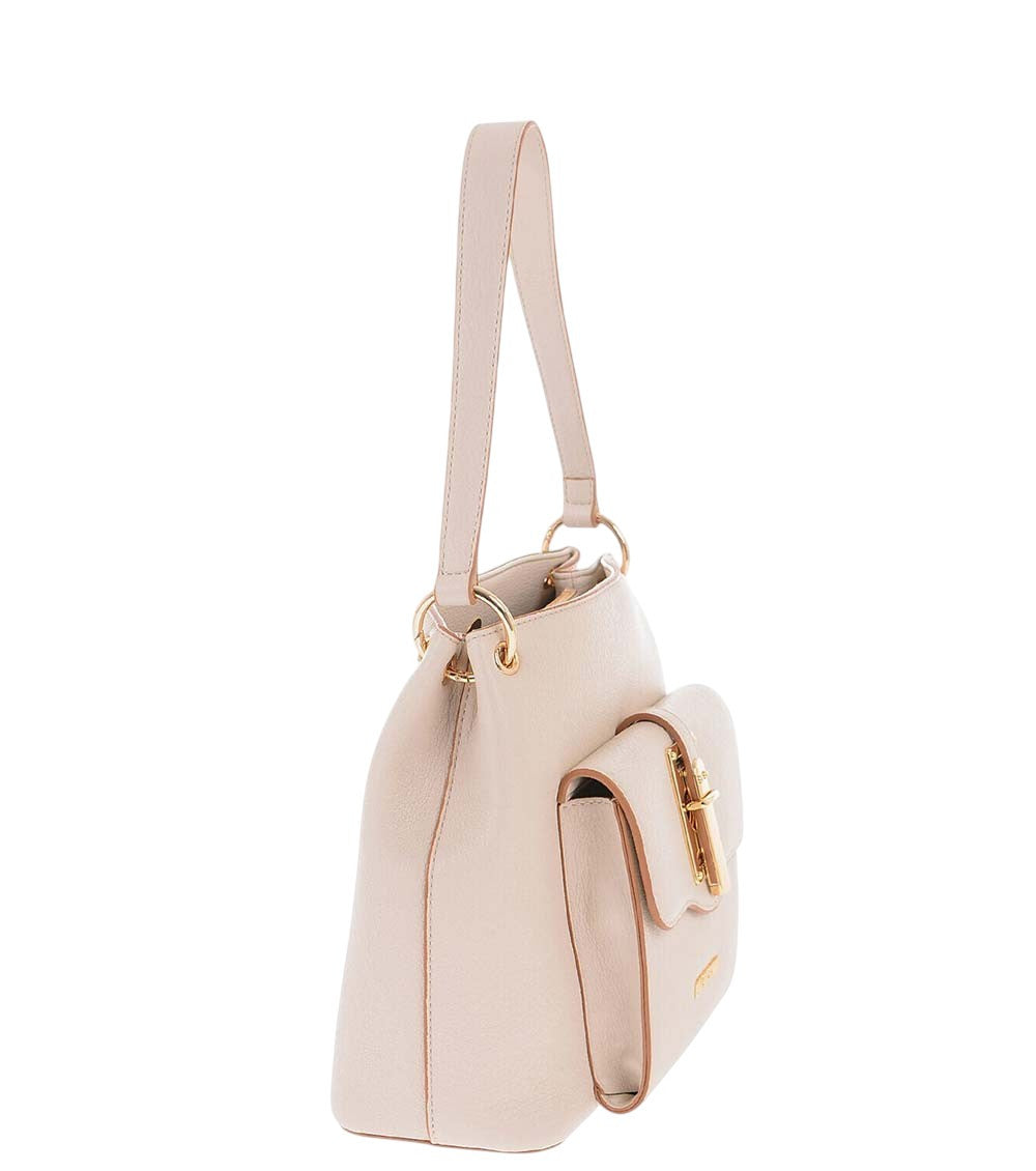 Beige Logo Medium Shoulder Bag 3