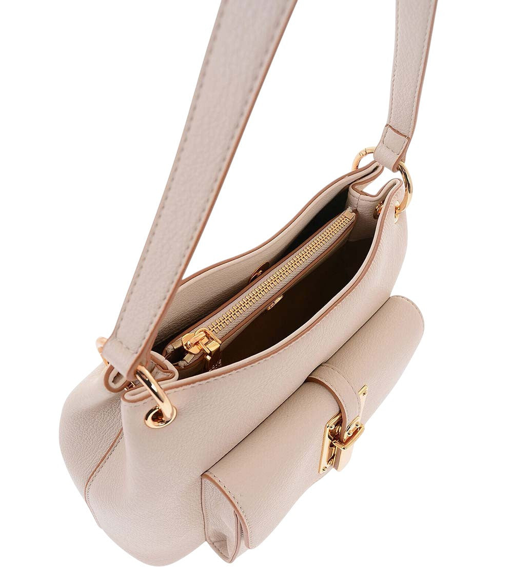 Beige Logo Medium Shoulder Bag 4