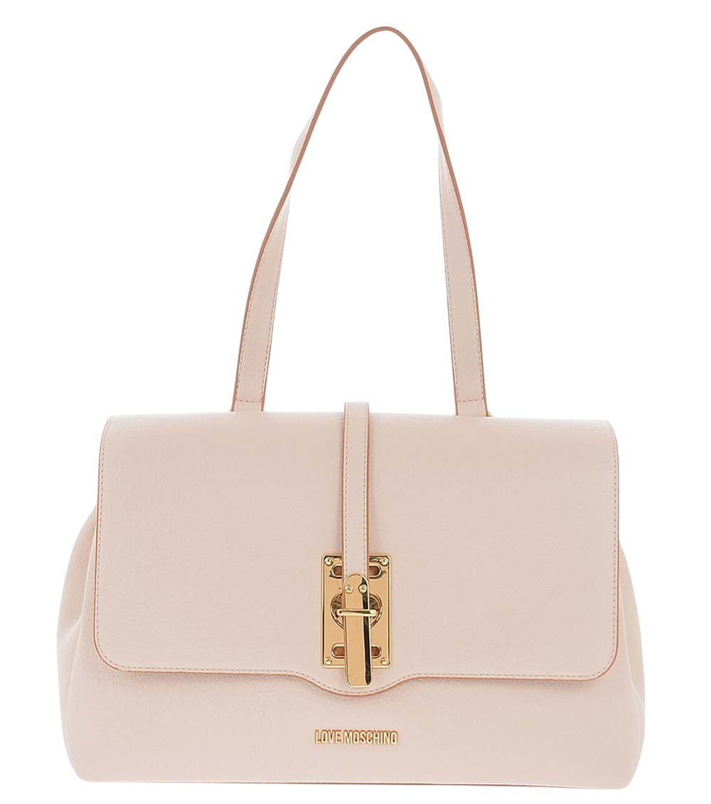 Beige Logo Large Shoulder Bag 1