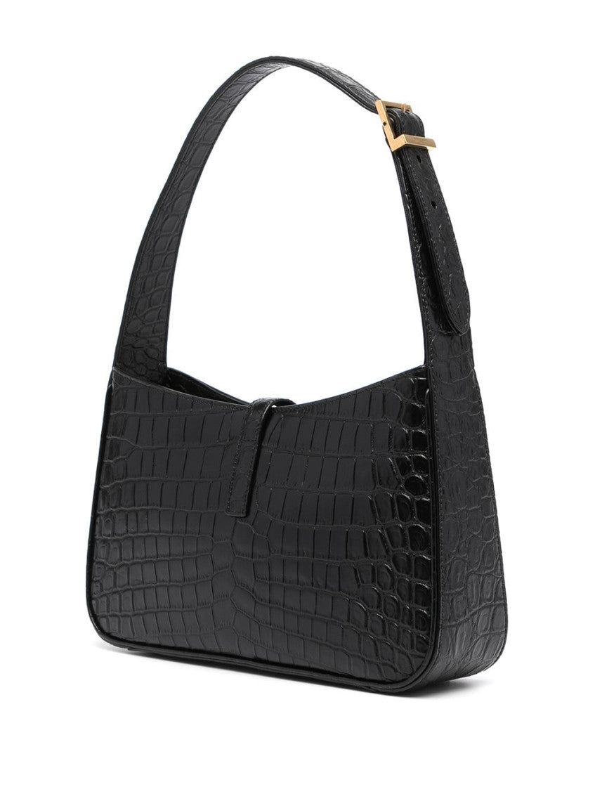 Black Le 5 À 7 crocodile embossed leather hobo bag 3