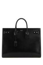 Black logo-debossed tote bag 1