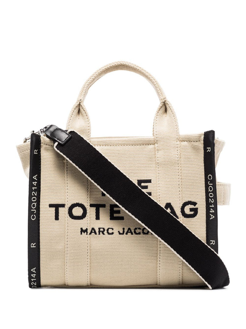 Beige The Jacquard Top Zip Small Tote 1