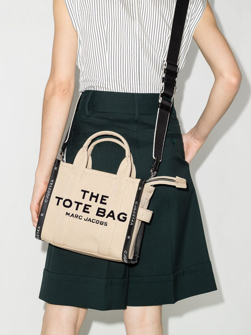 Beige The Jacquard Top Zip Small Tote 2