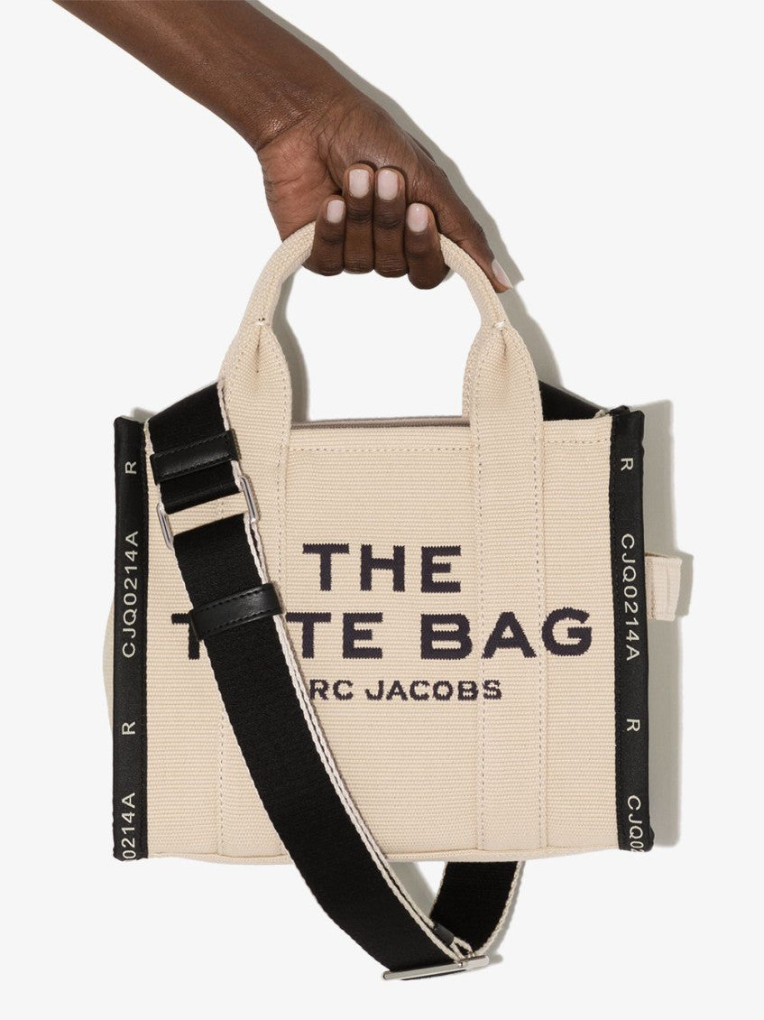 Beige The Jacquard Top Zip Small Tote 4