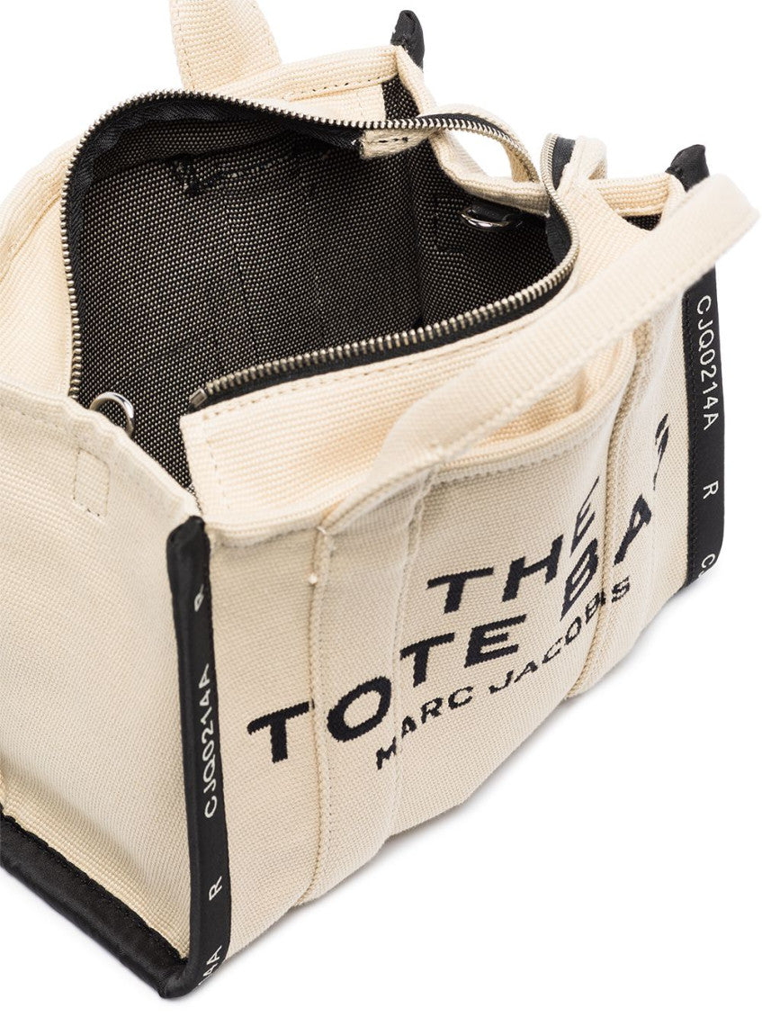 Beige The Jacquard Top Zip Small Tote 5