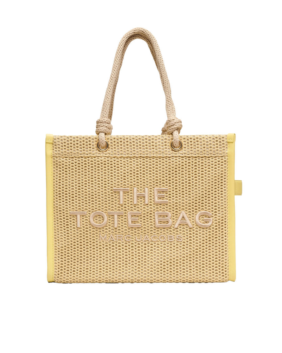 Natural Woven Rope Top Zip Large Tote 1
