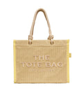Natural Woven Rope Top Zip Large Tote 1
