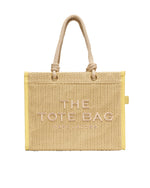 Natural Woven Rope Top Zip Large Tote 1