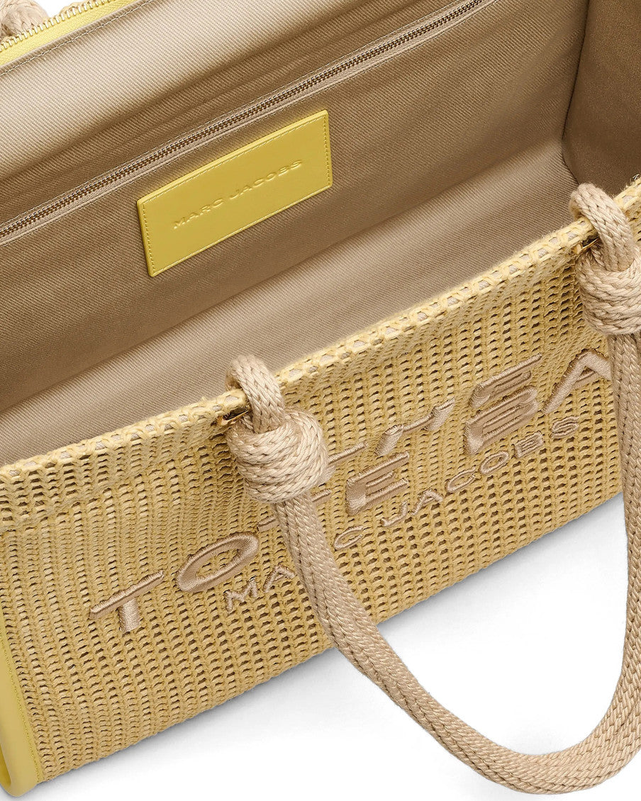Natural Woven Rope Top Zip Large Tote 3