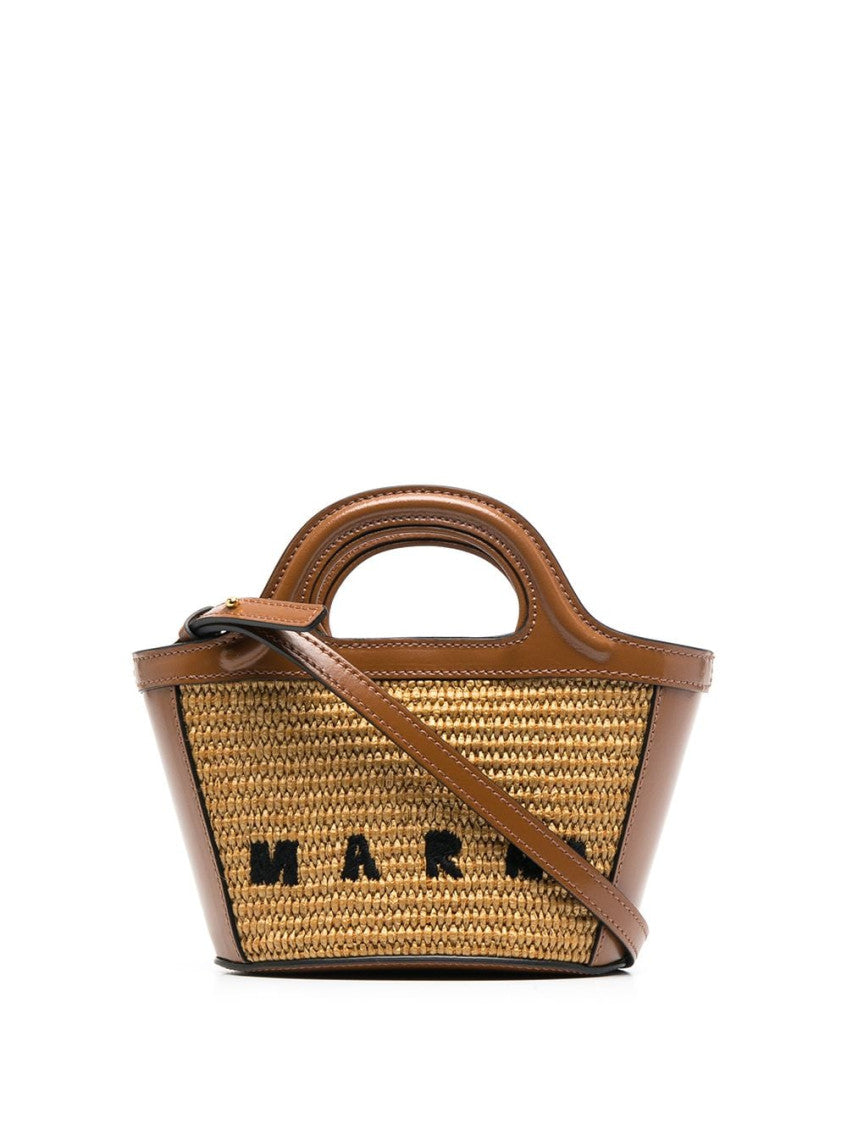 Brown Tropicalia logo-embroidered satchel bag 1