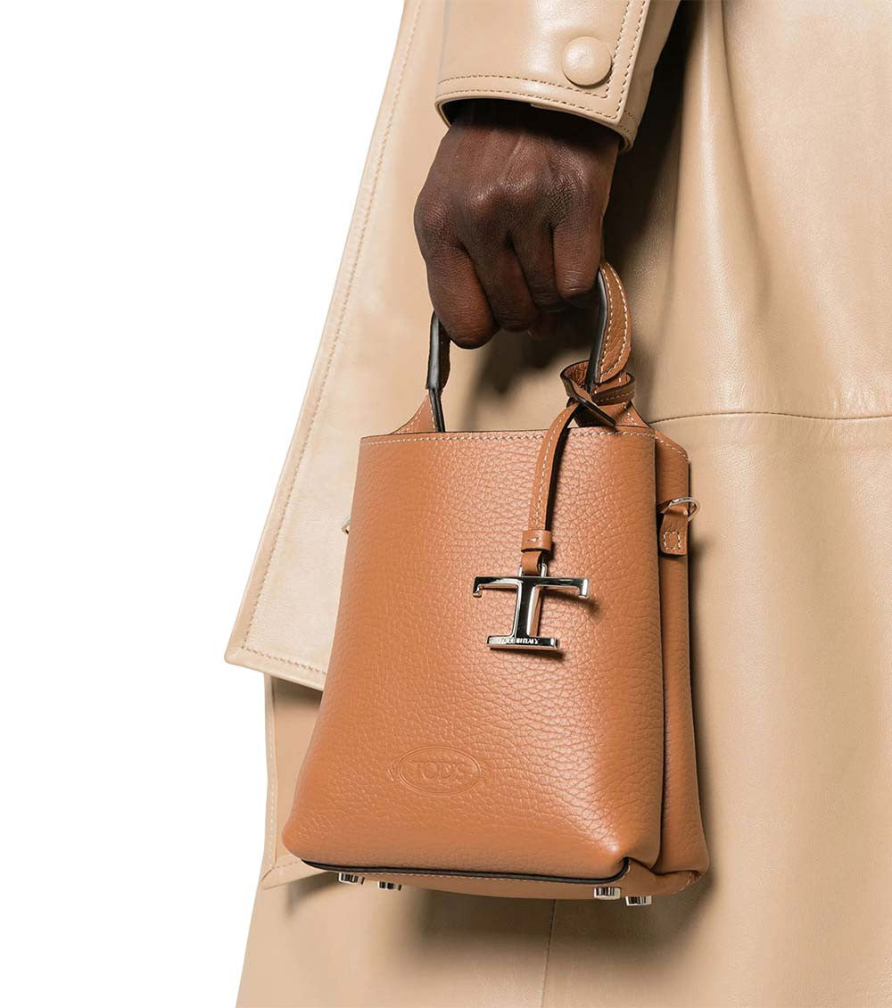Brown T Timeless Micro Bucket Bag 5