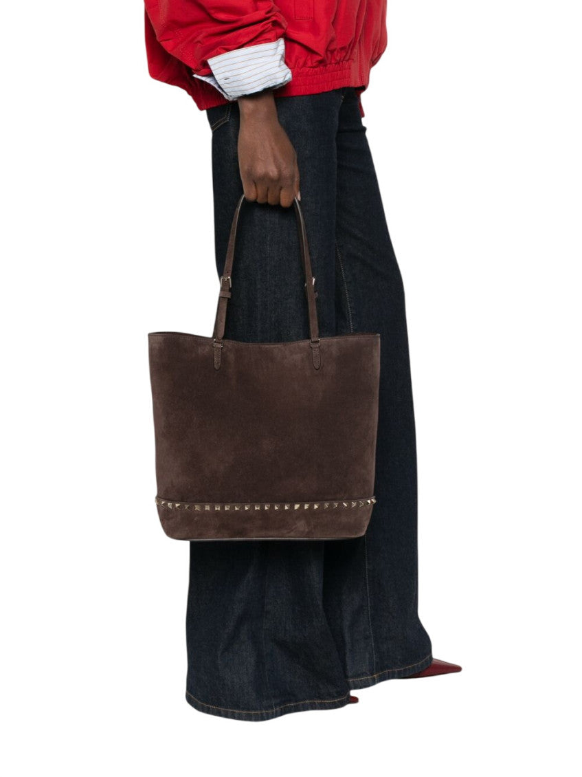 Brown Rockstud Medium Tote 5